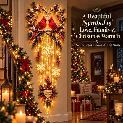 🐦✨ Two Hearts in Winter™ | Lighted Cardinal Christmas Wall Decor