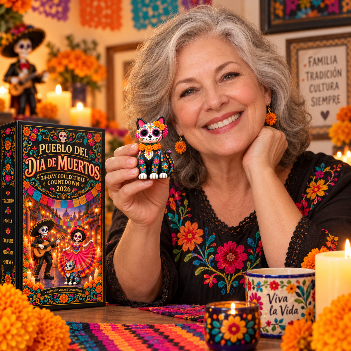 🌺 Día de los Muertos 24-Day Heritage Village Advent Calendar | Hand-Painted Mexican Keepsake 💀