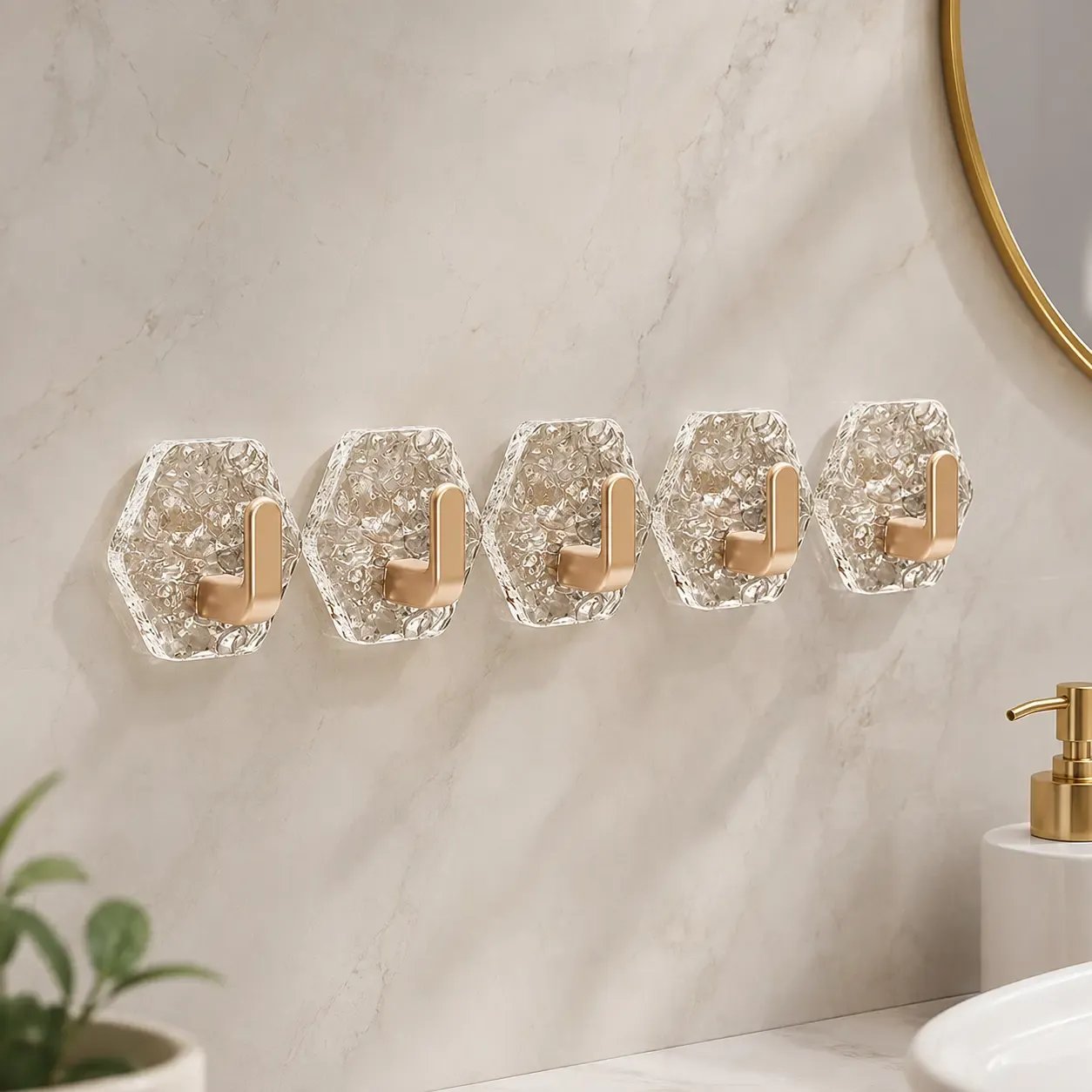 🔥 50% OFF Heavy-Duty Self-Adhesive Hooks ⚡ No-Drill Hexagonal Wall Hangers