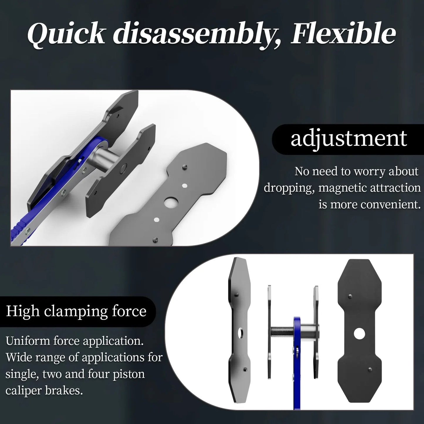 Brake Caliper Piston Press Tool for Single, Dual & Quad Piston Disc Brakes