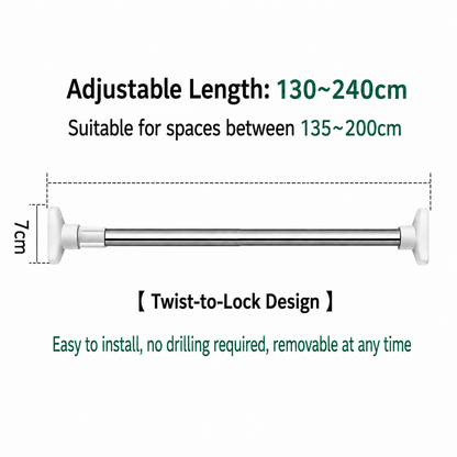 💥 半价优惠🛠️ Drill-Free Tension Rod — No Tools, No Holes, No Hassle
