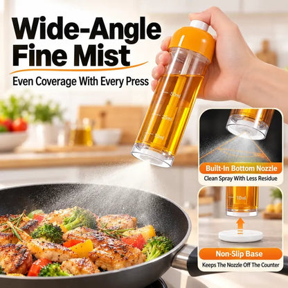 Fine Mist Oil Sprayer for Cooking – Premium Refillable Olive Oil Bottle with Ergonomic Bottom Nozzle, Ideal for Air Fryer & Healthy Grilling