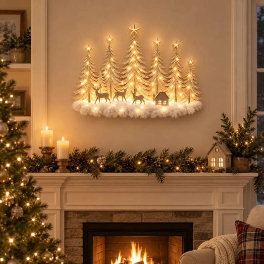 🎄 50% OFF 🔥 Lighted Christmas Woodland Forest Wall Decor – Cozy 3D LED Winter Scene