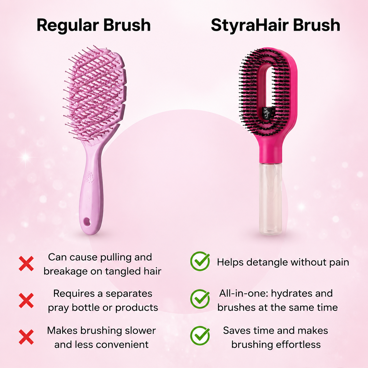 HydraMist™ 2-in-1 Spray Hair Brush | Detangling Brush with Fine Mist Water Spray