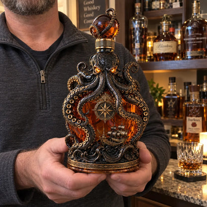 🔥Buy 2 Get 20% OFF🔥🐙Kraken Voyage Octopus Whiskey Decanter | Gothic Nautical Bar Centerpiece