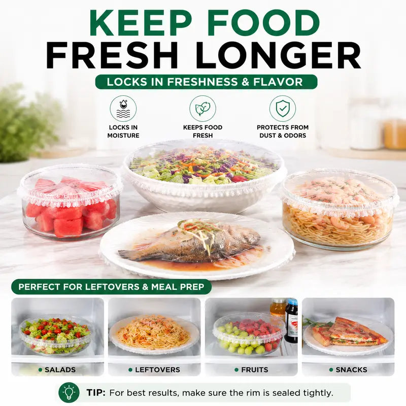 🔥 HOT SALE🥗100PCS Disposable Stretch Food Covers for Bowls & Plates✨