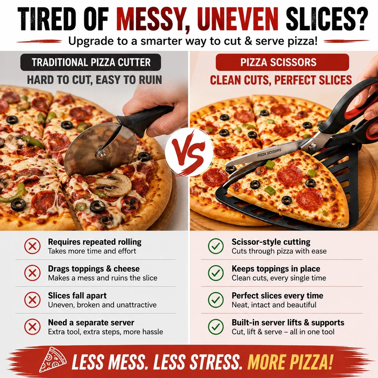 🍕 Pizza Scissors with Built-In Server | Cut, Lift & Serve Pizza