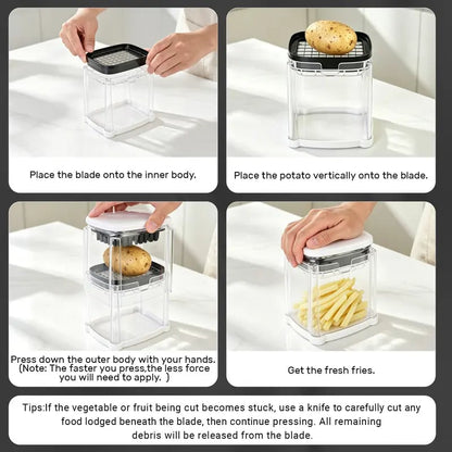 🎉 Fingersafe French Fry Cutter – Stainless Steel Potato Slicer with Detachable Interchangeable Blades