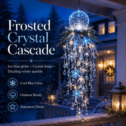 ❄️Crystal Cascade Christmas Light™ – Hanging Snowflake & Crystal LED Porch Décor ✨
