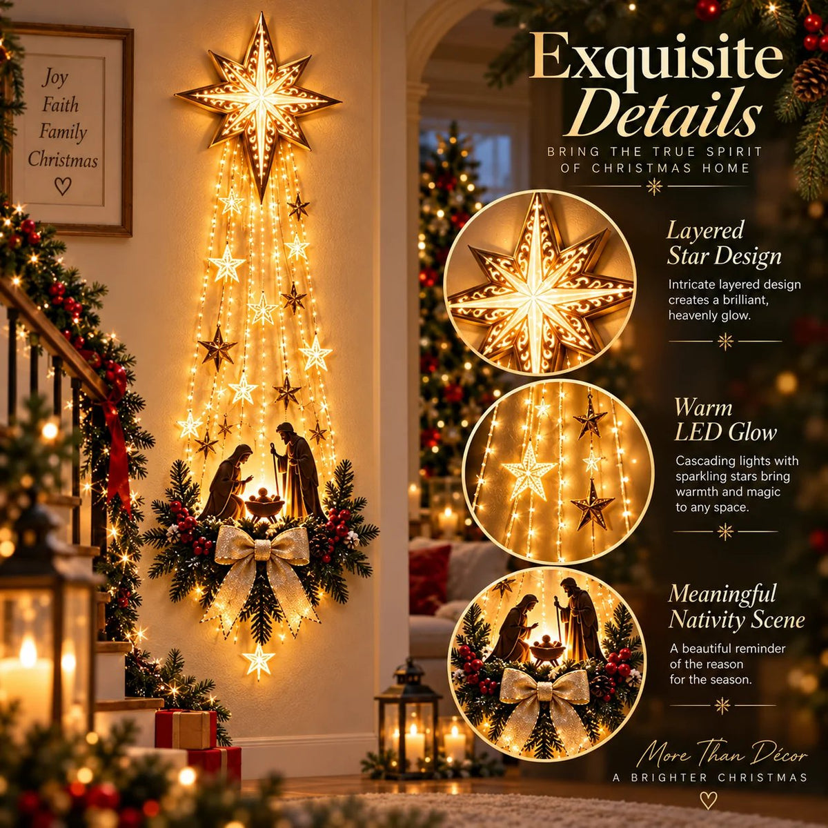 ✨ 50% OFF Lighted Bethlehem Star Nativity Wall Decor – Faith-Inspired Christmas Decoration