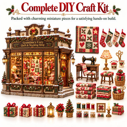 🎄✨ Grandma’s Cozy Quilt Shop– DIY Light-Up Christmas Miniature | Build Your Own Holiday Magic ❤️