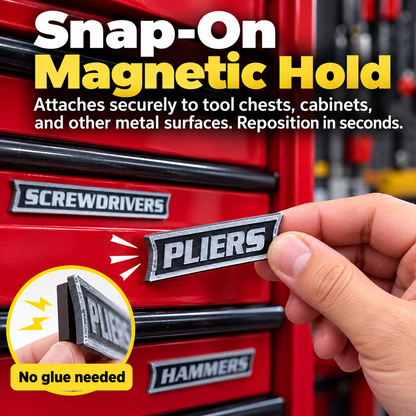 🌟12-Pack Premium Magnetic Rectangular Toolbox Labels