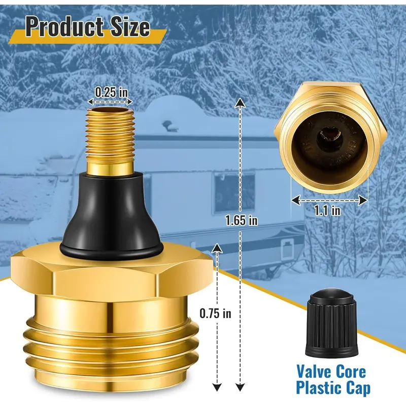 ❄️ 2-Pcs Brass RV Winterize Blowout Adapter 💨 Air Compressor Quick-Connect