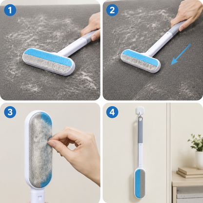 Reusable Pet Hair Remover Brush for Carpets, Couches & Furniture