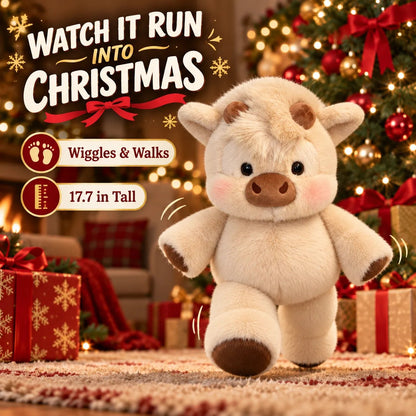 🐮 Animated Walking & Wiggling Christmas Cow Plush Holiday Stuffed Animal Toy 🎄