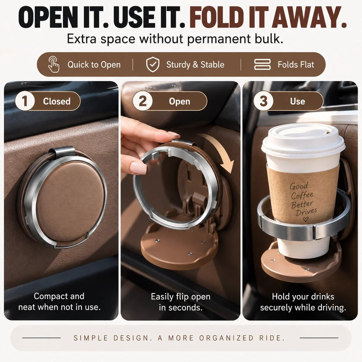 🚗 47% OFF Foldable Car Cup Holder – Extra Drink Space Without the Bulk