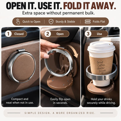 🚗 47% OFF Foldable Car Cup Holder – Extra Drink Space Without the Bulk
