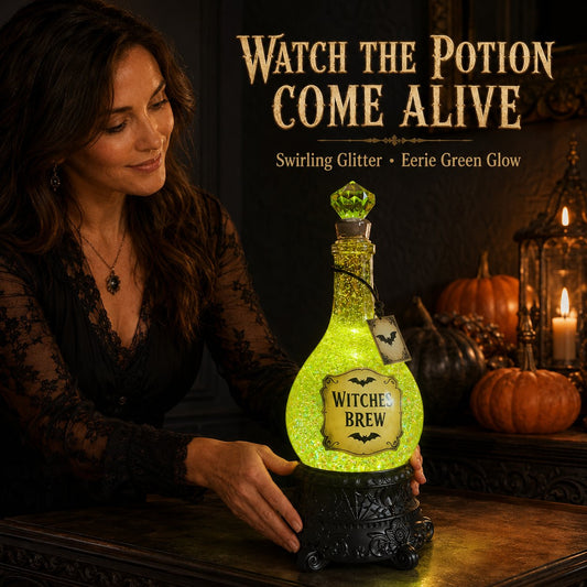 🔥Last Day 49% OFF -🧙✨Lighted Witches’ Brew Poison Bottle Glitter Globe(✨Same as the video)