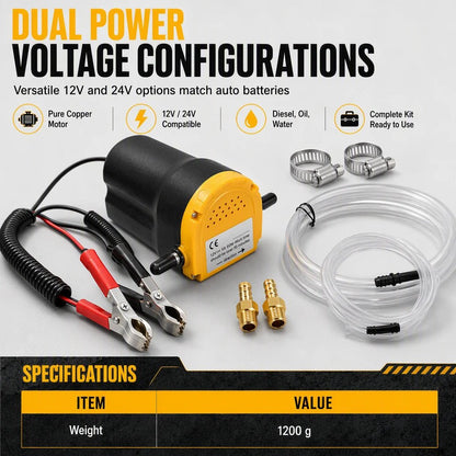 💯 📢📢50% OFF !! ⚡ Portable 12V/24V Electric Self-Priming Oil & Fuel Transfer Pump with Alligator Clamps 🛢️
