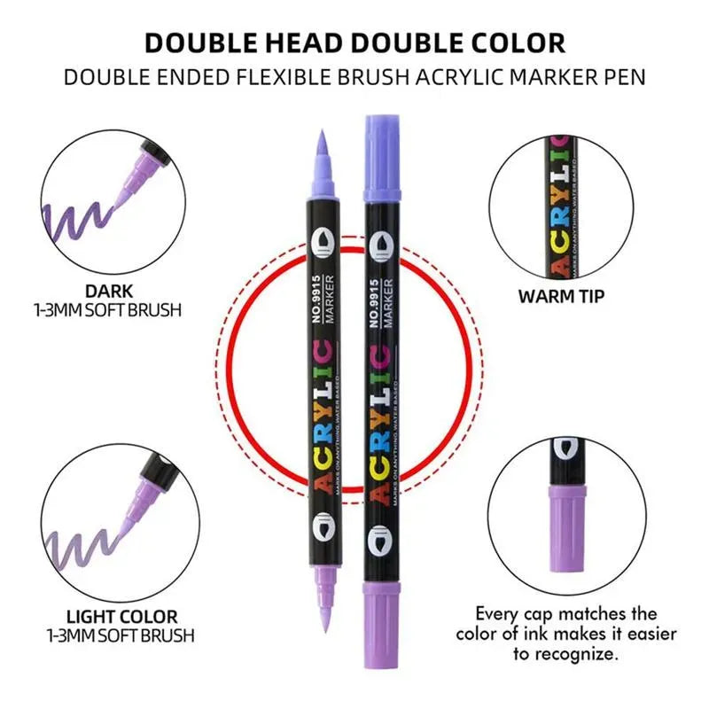 Dual Tip Acrylic Paint Pen Marker - 24/48/72/120Colors