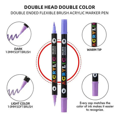 Dual Tip Acrylic Paint Pen Marker - 24/48/72/120Colors