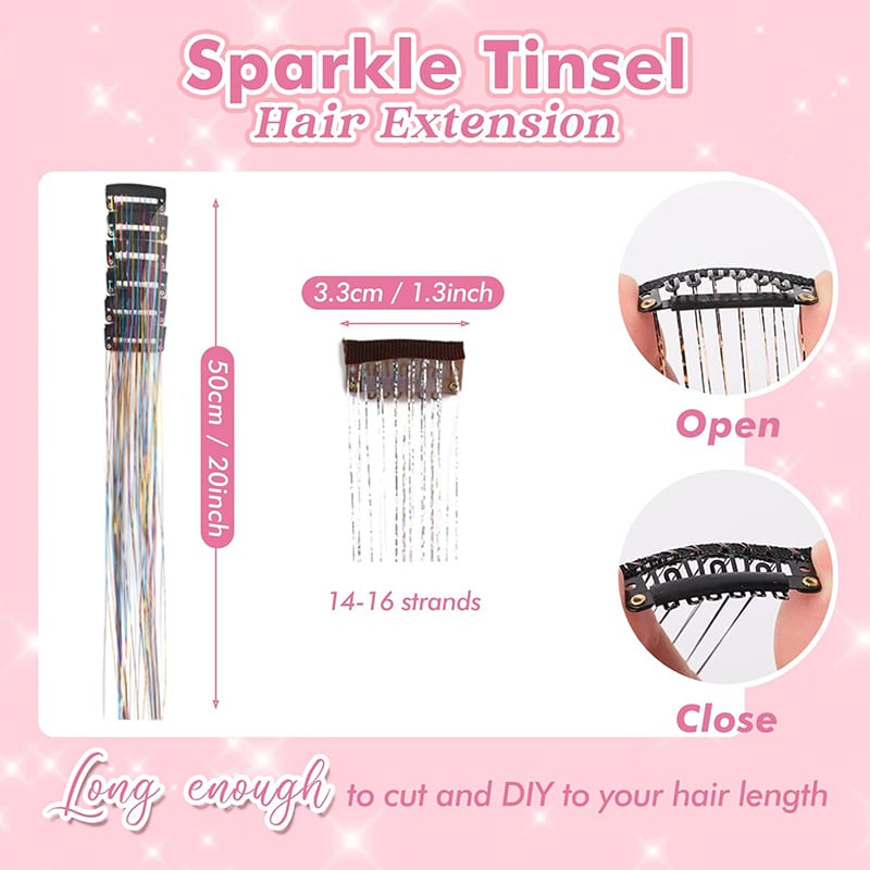 🔥Last Day50%OFF ✨Clip-in Tinsel Hair Extensions (12 tablets) box