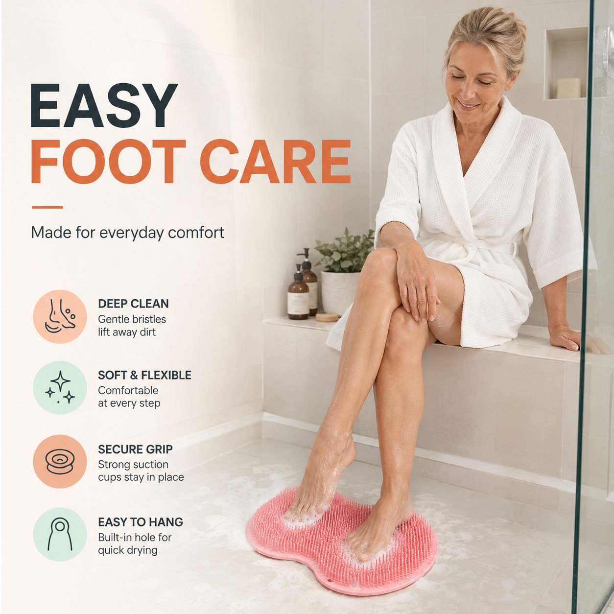 🔥 50% OFF 🦶 Hands-Free Foot Scrubber Mat – Clean, Exfoliate & Massage
