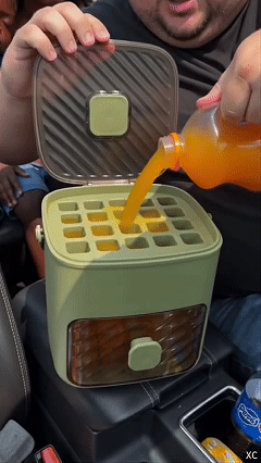 🧊 Press-Release Ice Cube Tray with Built-In Storage Bin