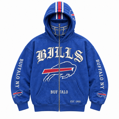 🏈 2-in-1 Football Zip Hoodie – Full-Zip Helmet Hood & Oversized Fit🏆