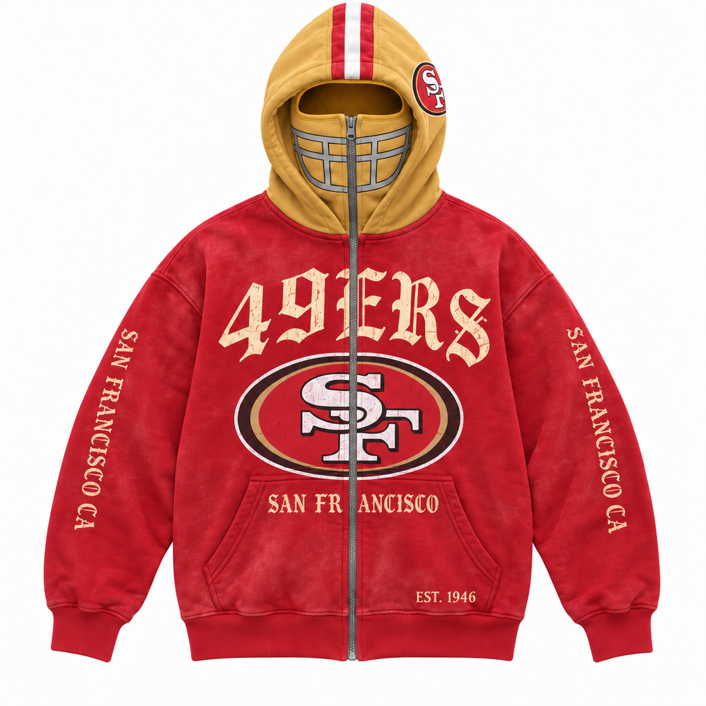 🏈 2-in-1 Football Zip Hoodie – Full-Zip Helmet Hood & Oversized Fit🏆