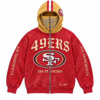 🏈 2-in-1 Football Zip Hoodie – Full-Zip Helmet Hood & Oversized Fit🏆