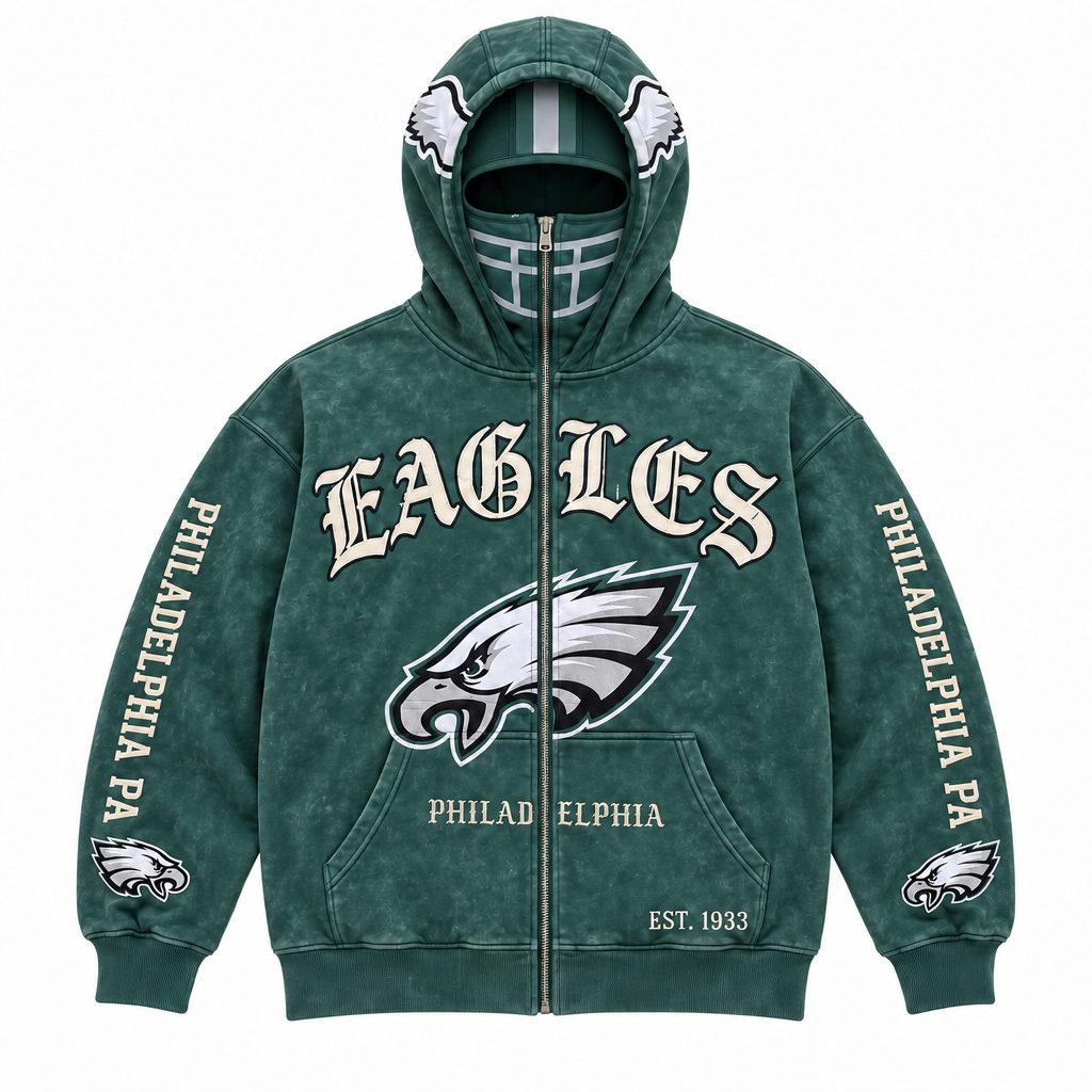 🏈 2-in-1 Football Zip Hoodie – Full-Zip Helmet Hood & Oversized Fit🏆