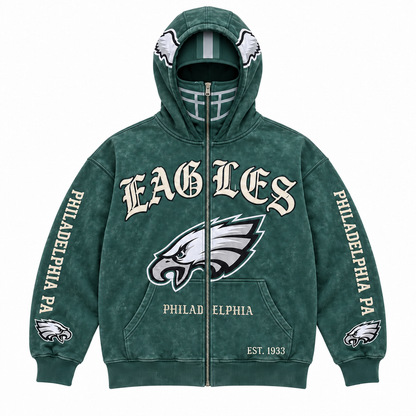 🏈 2-in-1 Football Zip Hoodie – Full-Zip Helmet Hood & Oversized Fit🏆