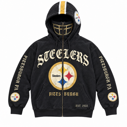 🏈 2-in-1 Football Zip Hoodie – Full-Zip Helmet Hood & Oversized Fit🏆
