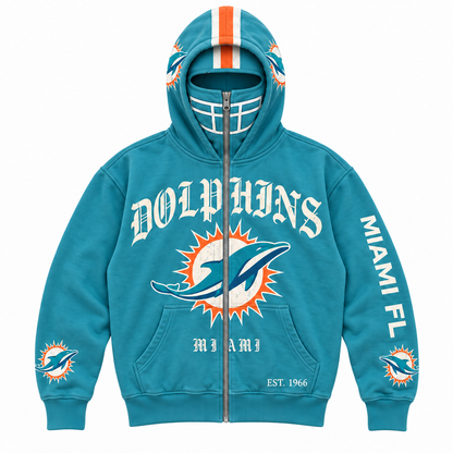 🏈 2-in-1 Football Zip Hoodie – Full-Zip Helmet Hood & Oversized Fit🏆