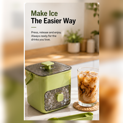 🧊 Press-Release Ice Cube Tray with Built-In Storage Bin