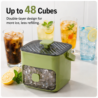 🧊 Press-Release Ice Cube Tray with Built-In Storage Bin