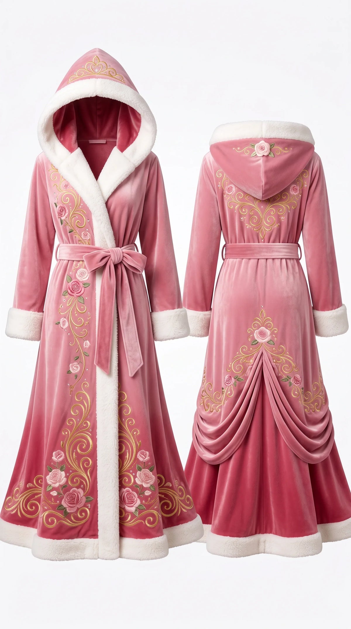 🌸Floral Hooded Robe with Plush Lining