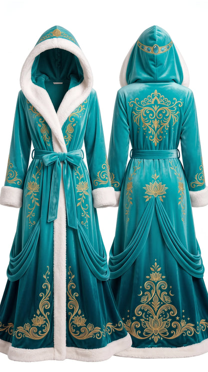 🌸Floral Hooded Robe with Plush Lining