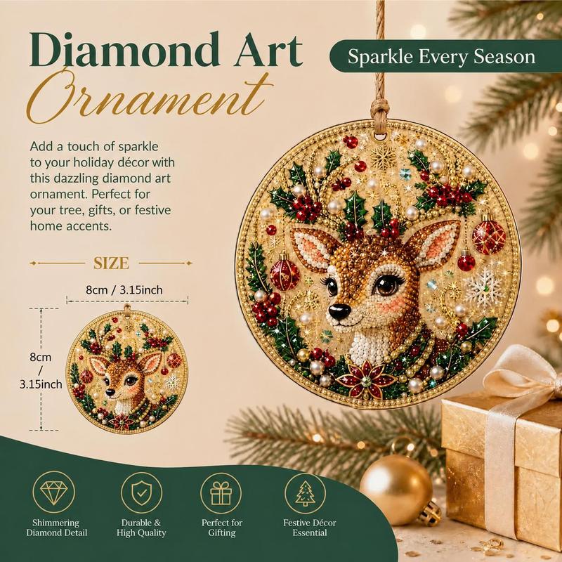 6PC DIY Diamond Art Christmas Ornament Kit