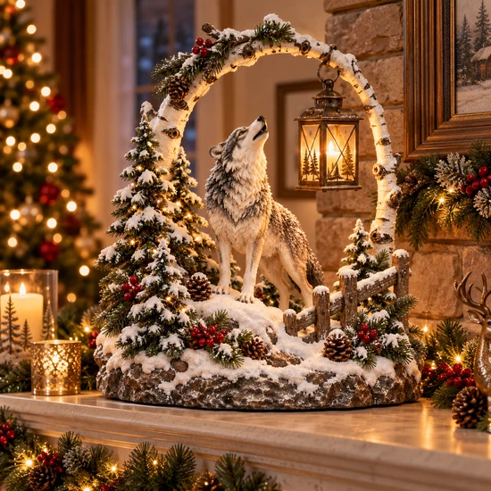 🐮🎄 Highland Cow Christmas Lantern – Cozy Woodland Holiday Décor