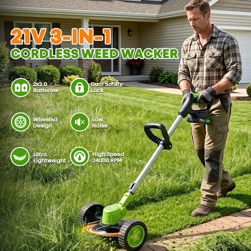 🛠️ LIMITED-TIME 59% OFF! ✨3-in-1 Cordless Lawn Mower with 2×21V Batteries, German Quality Lightweight Grass Trimmer & Edger for Small to Medium Gardens