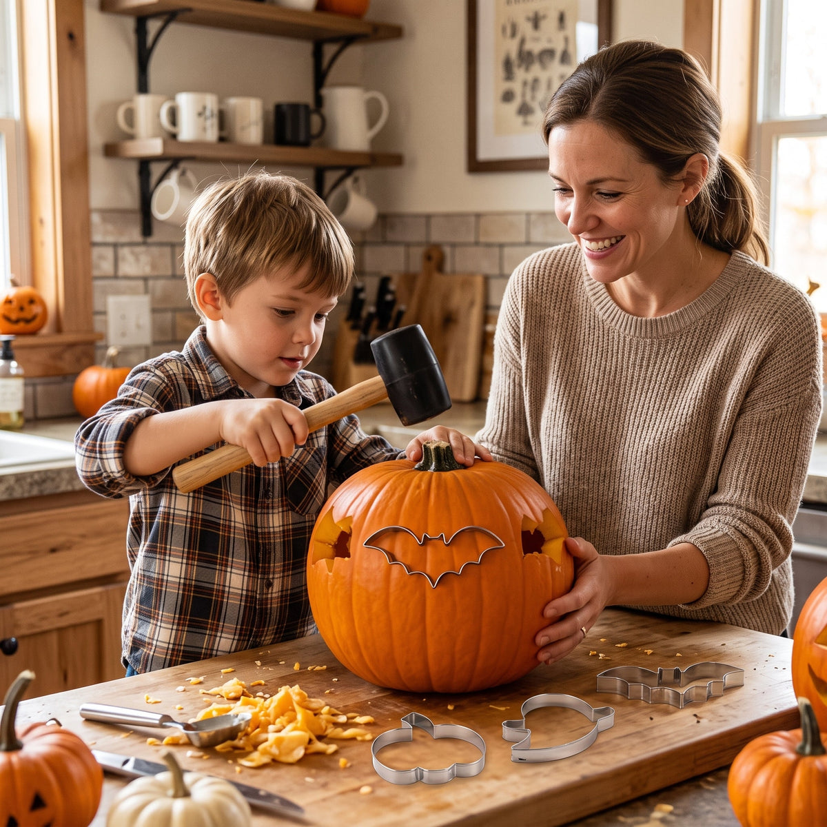 🎃 60% OFF 7-Piece Halloween Pumpkin Carving & Cookie Cutter Set – Carve It, Bake It, Use It Again