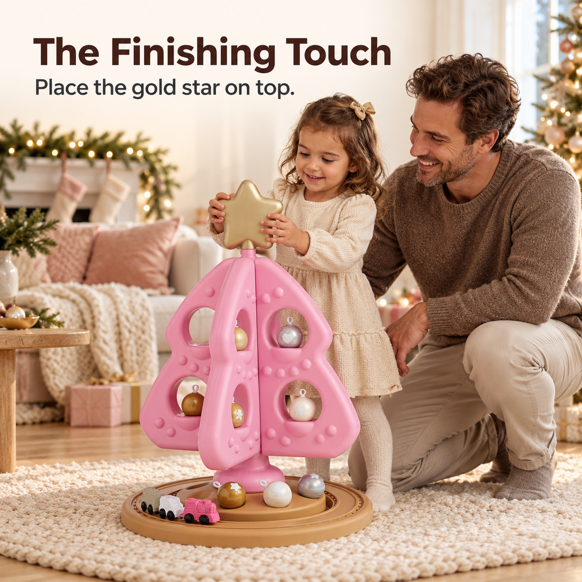 ✨ Pink Christmas Tree Toy Playset - Festive Decorating & Train Set