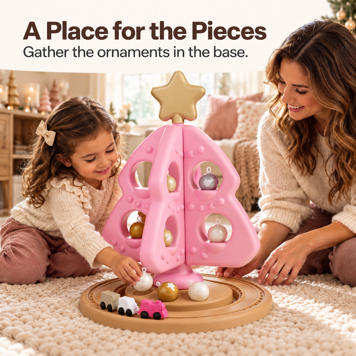 ✨ Pink Christmas Tree Toy Playset - Festive Decorating & Train Set