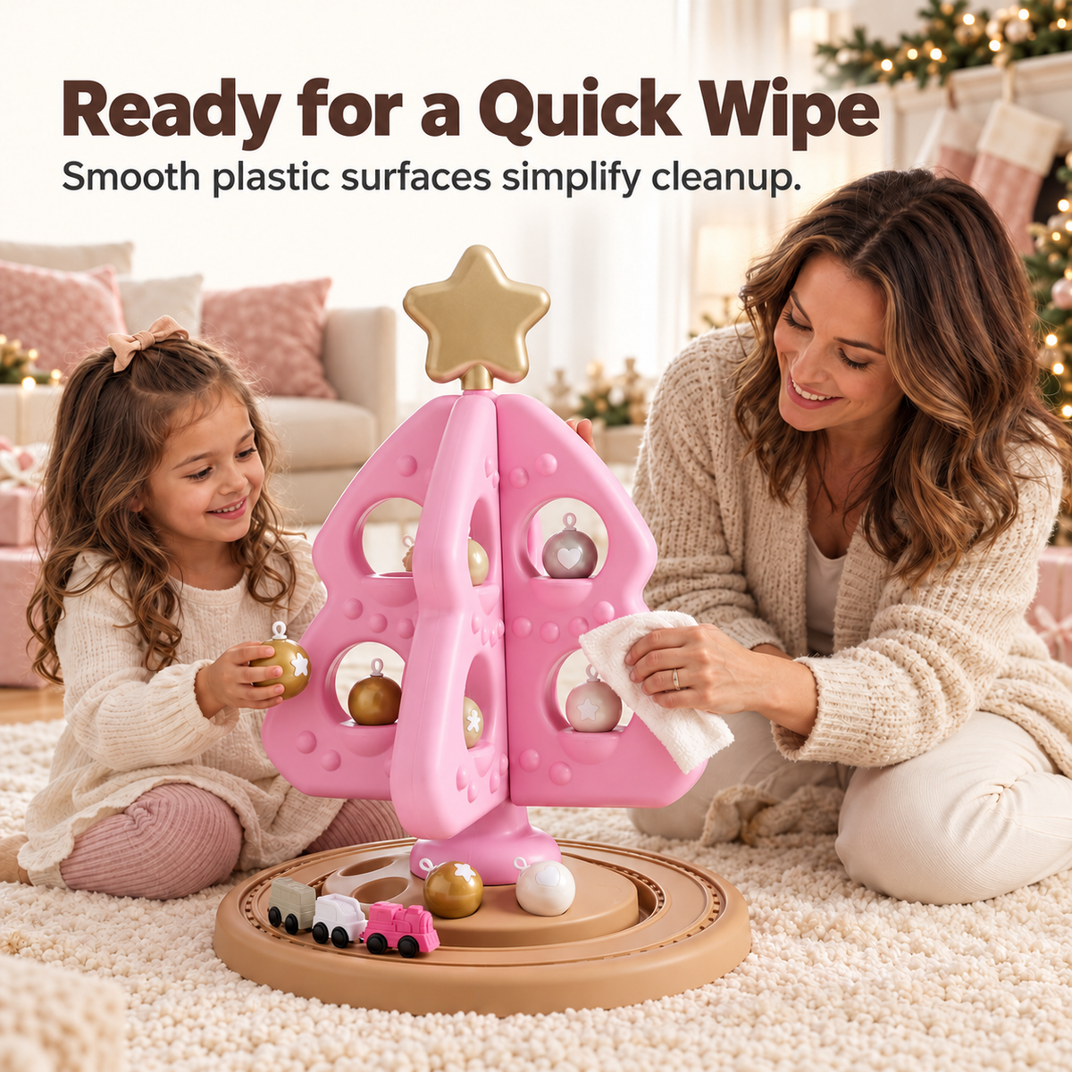 ✨ Pink Christmas Tree Toy Playset - Festive Decorating & Train Set