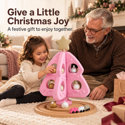 ✨ Pink Christmas Tree Toy Playset - Festive Decorating & Train Set
