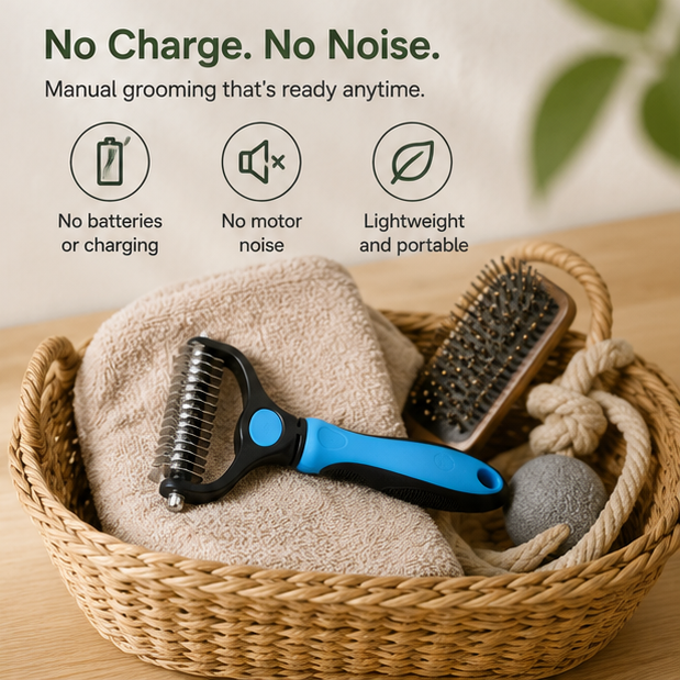 🐾 Pet Undercoat Grooming Rake for Less Loose Fur at Home