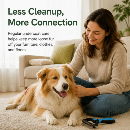 🐾 Pet Undercoat Grooming Rake for Less Loose Fur at Home
