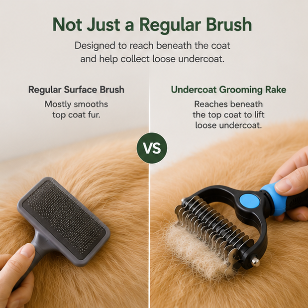 🐾 Pet Undercoat Grooming Rake for Less Loose Fur at Home